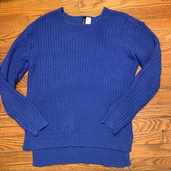 H&M ROYAL BLUE OVERSIZED RIBBED COTTON SWEATER 2 - Picture 3 of 8